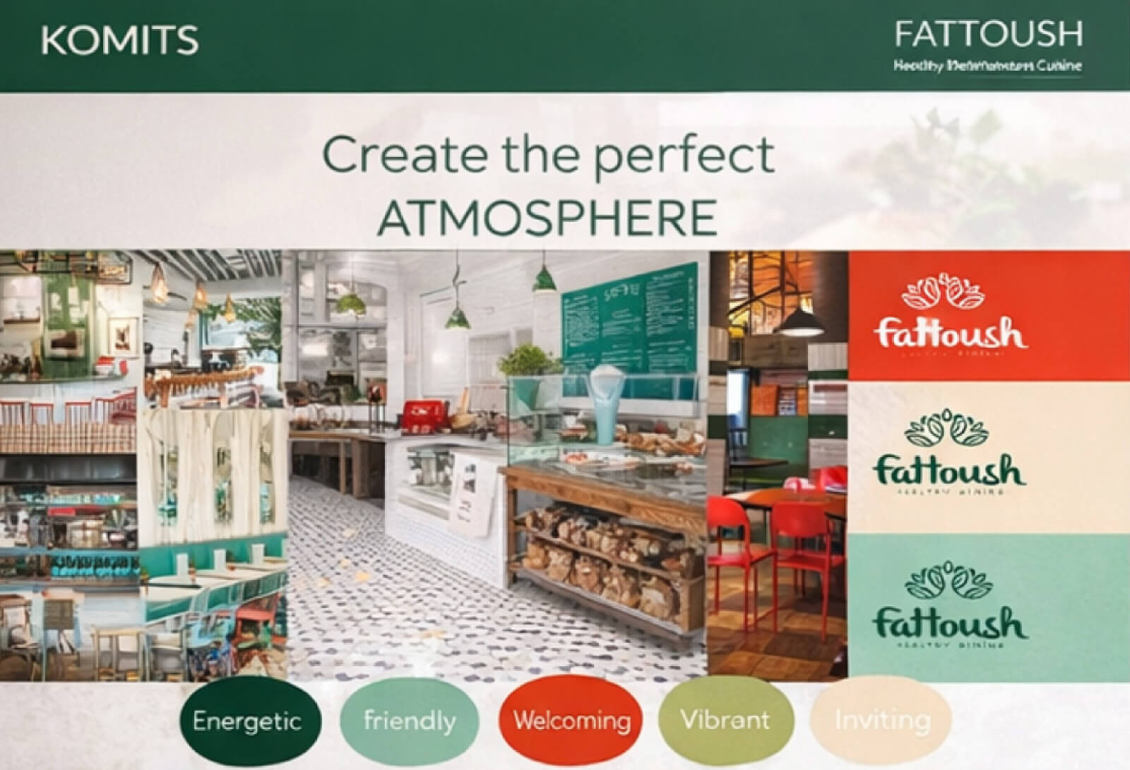 Fattoush Healthy Dining interior design mood board and brand atmosphere