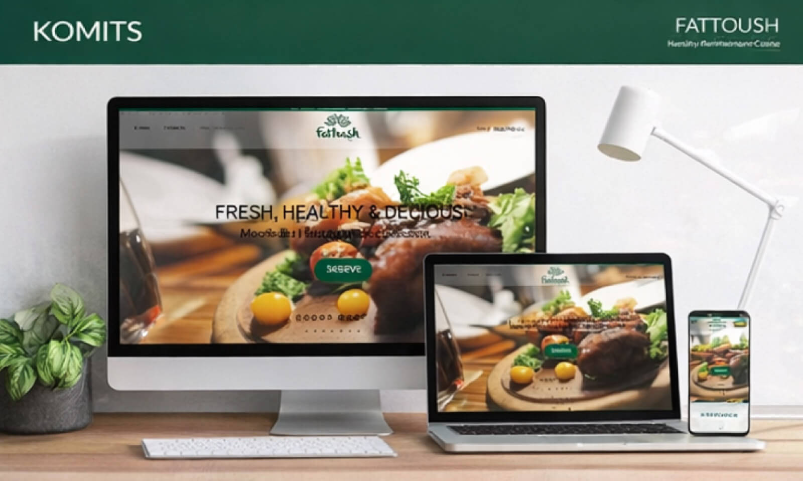 Fattoush Healthy Dining responsive website design on desktop and mobile