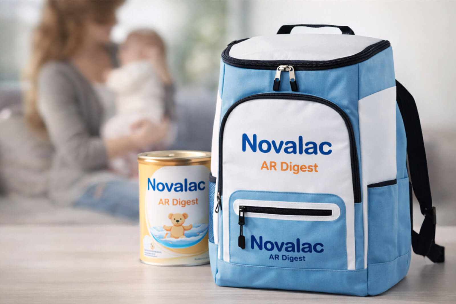 Novalac AR Digest branded cooler backpack – final product