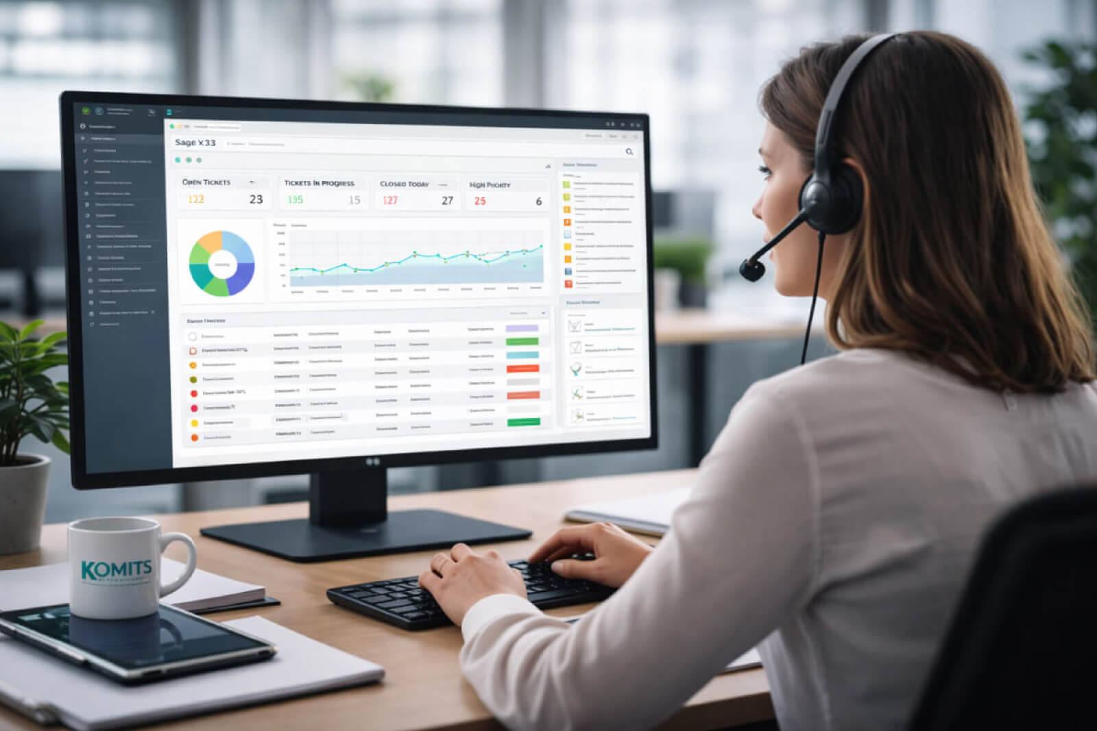 Sage X3 ERP dashboard interface showing analytics and operational data